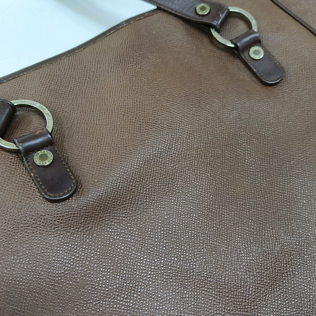 BVLGARI LOGO MANIA Brown Leather Circle Single Shoulder Bag Silver Hardware-(SKU)-947607333