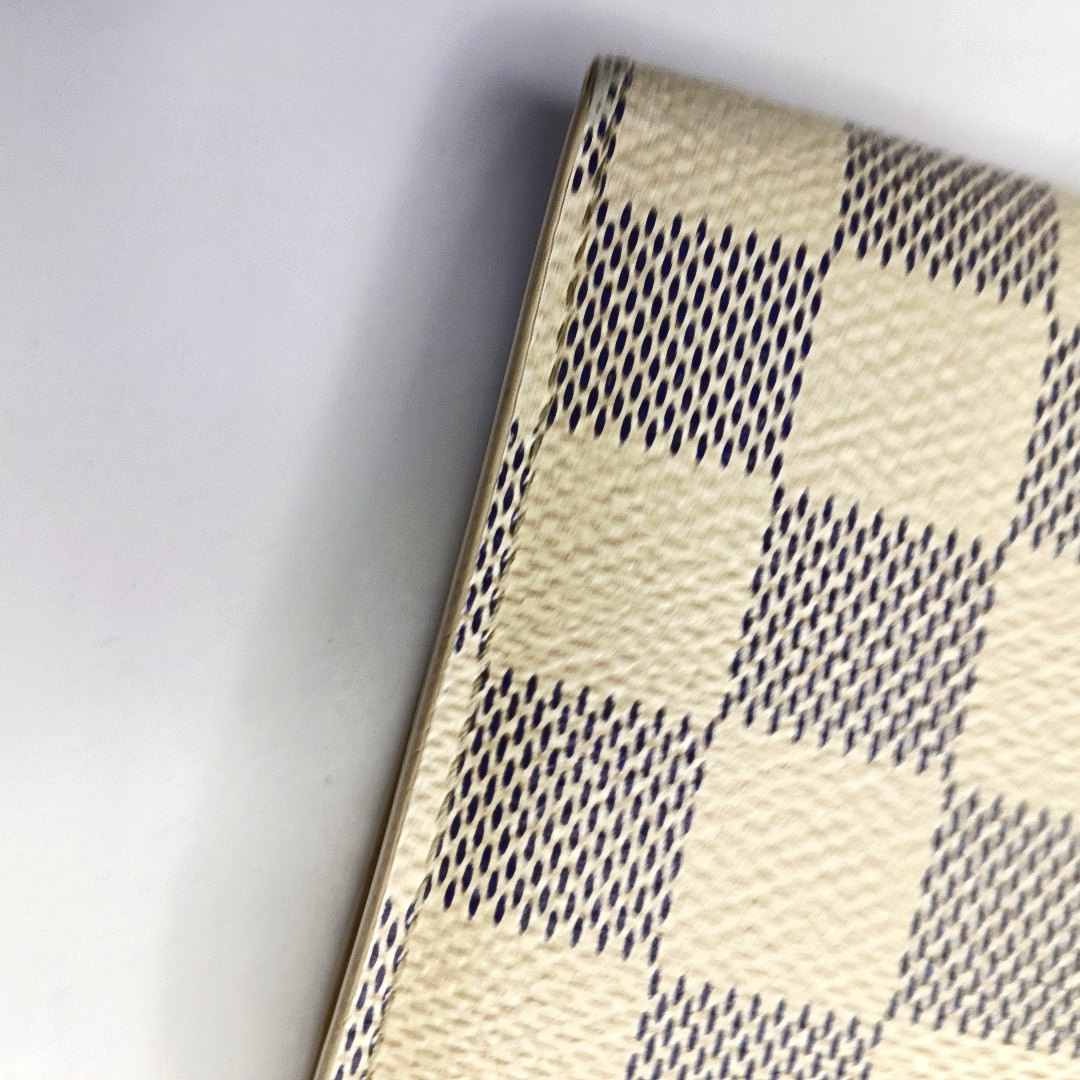 LOUIS VUITTON PORTE MONNAIE White Coated Canvas Checkered Wallet Golden hardware-(SKU)-952912315