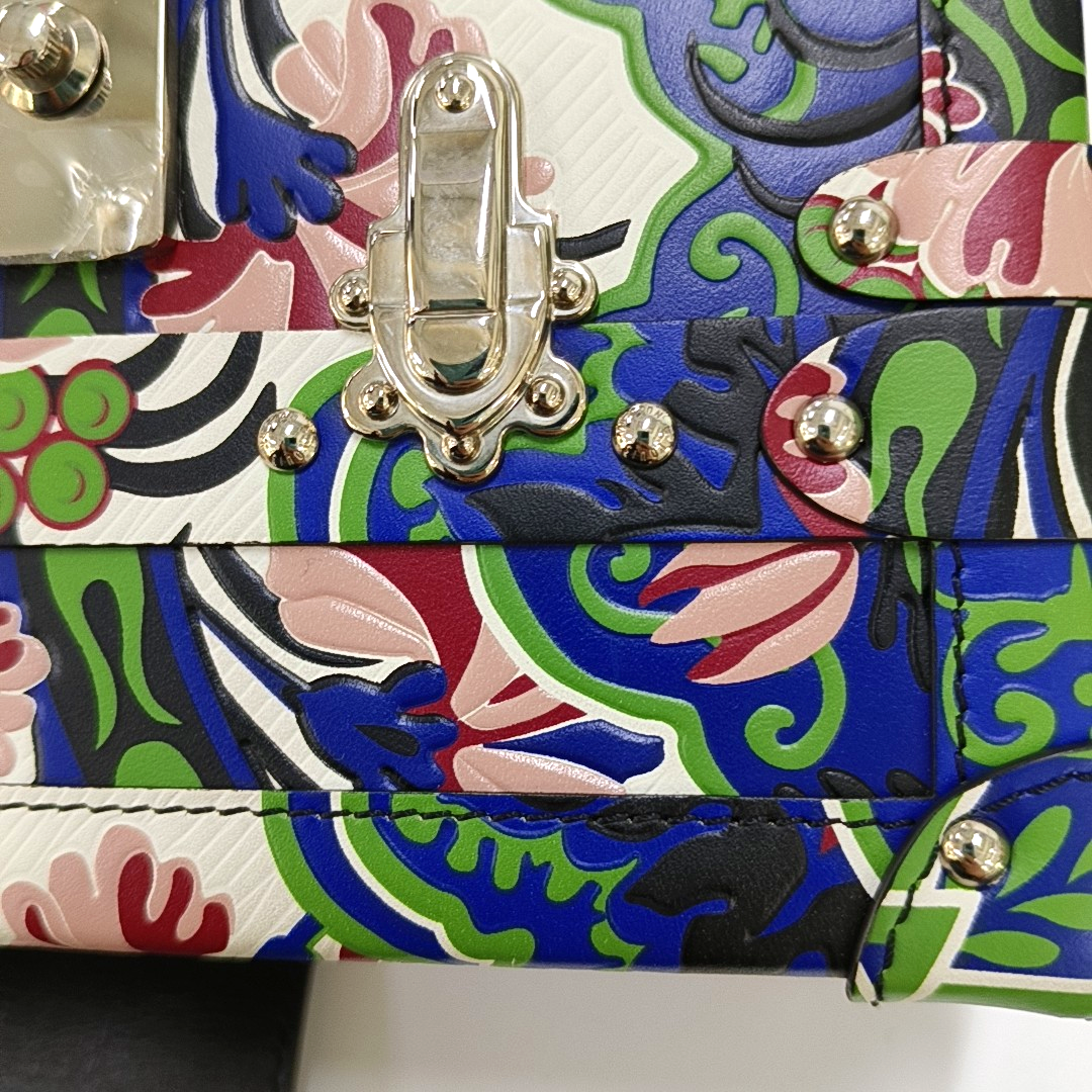 LOUIS VUITTON PETITE MALLE Multicolor Leather Printed Crossbody Shoulder Bag Silver Hardware Removable Strap-(SKU)-958783036