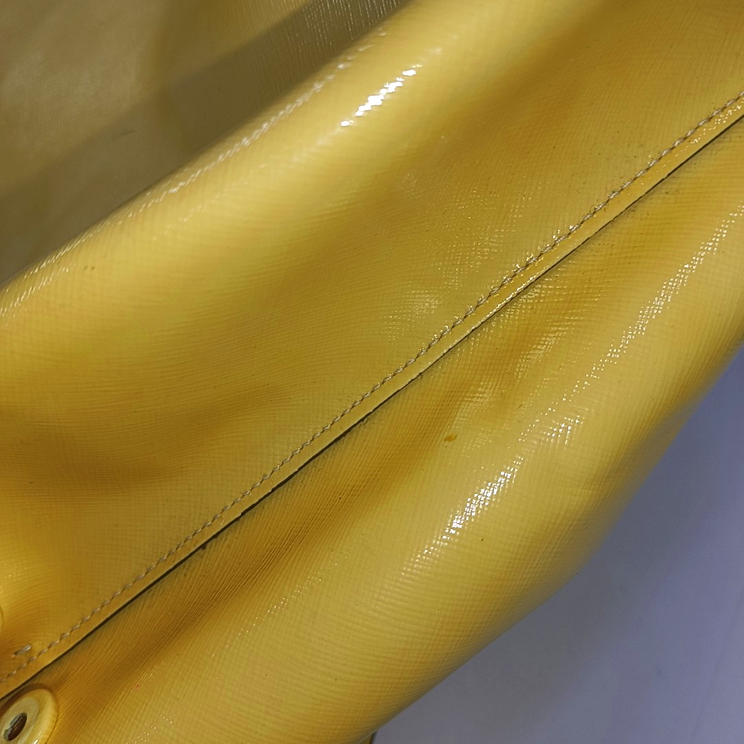 PRADA Double Yellow cowhide logo cross-grain shoulder bag Golden hardware Removable shoulder strap-(SKU)-945527362