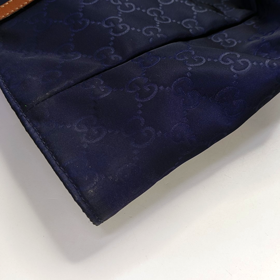 GUCCI Tote bag Dark Blue Nylon Monogram Pattern Handbag Single Shoulder Bag Golden hardware-(SKU)-952740386