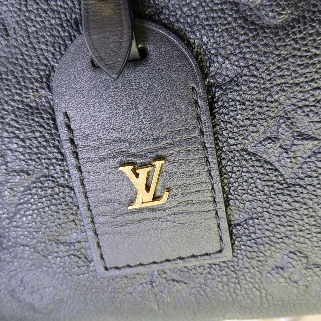LOUIS VUITTON PETITE MALLE Black Calfskin Monogram Embossed Single Shoulder Bag Tote Bag Gold Hardware Removable Strap-(SKU)-934939114