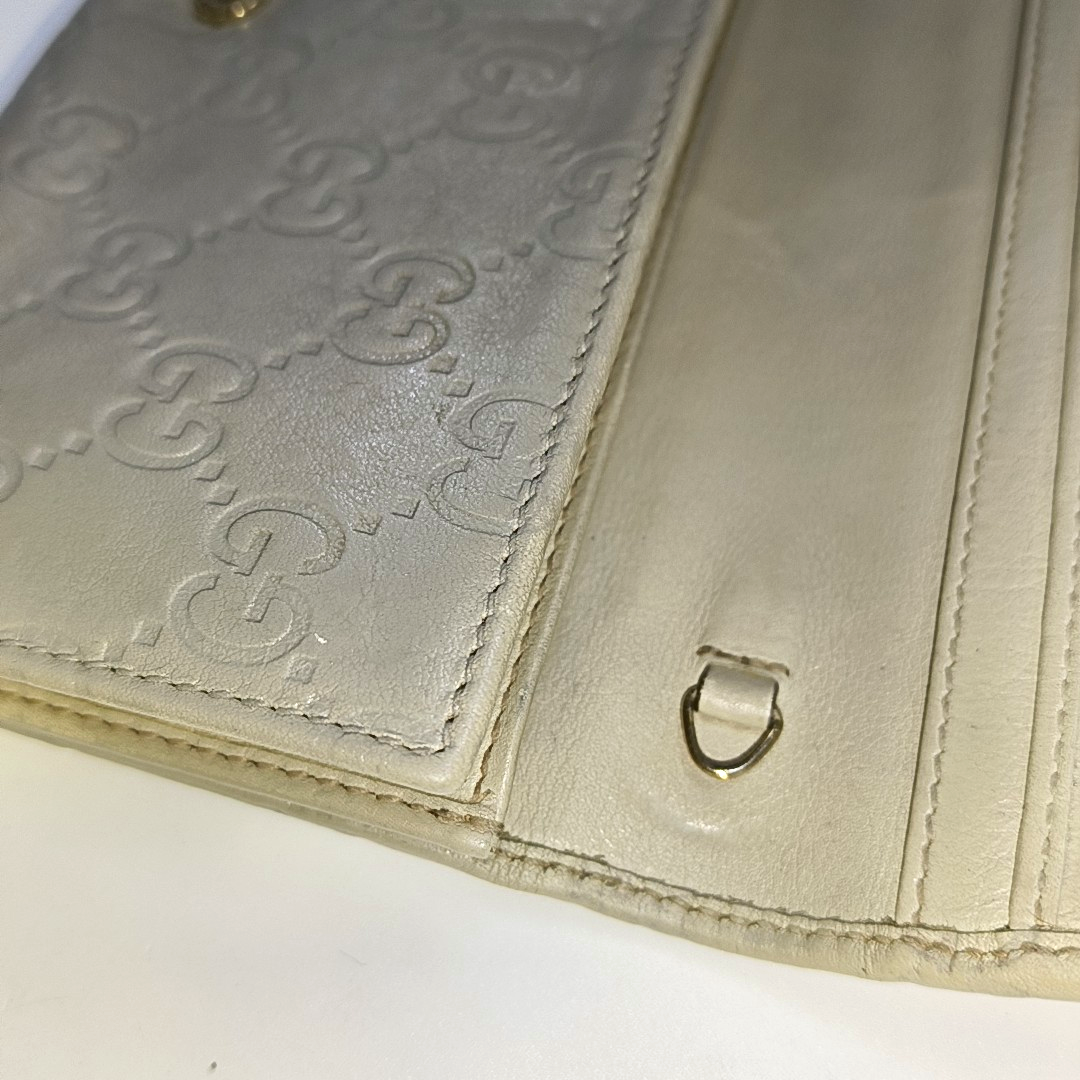 GUCCI Microguccissima Light Gray Cowhide Vintage Embossed Wallet Golden hardware-(SKU)-14418012