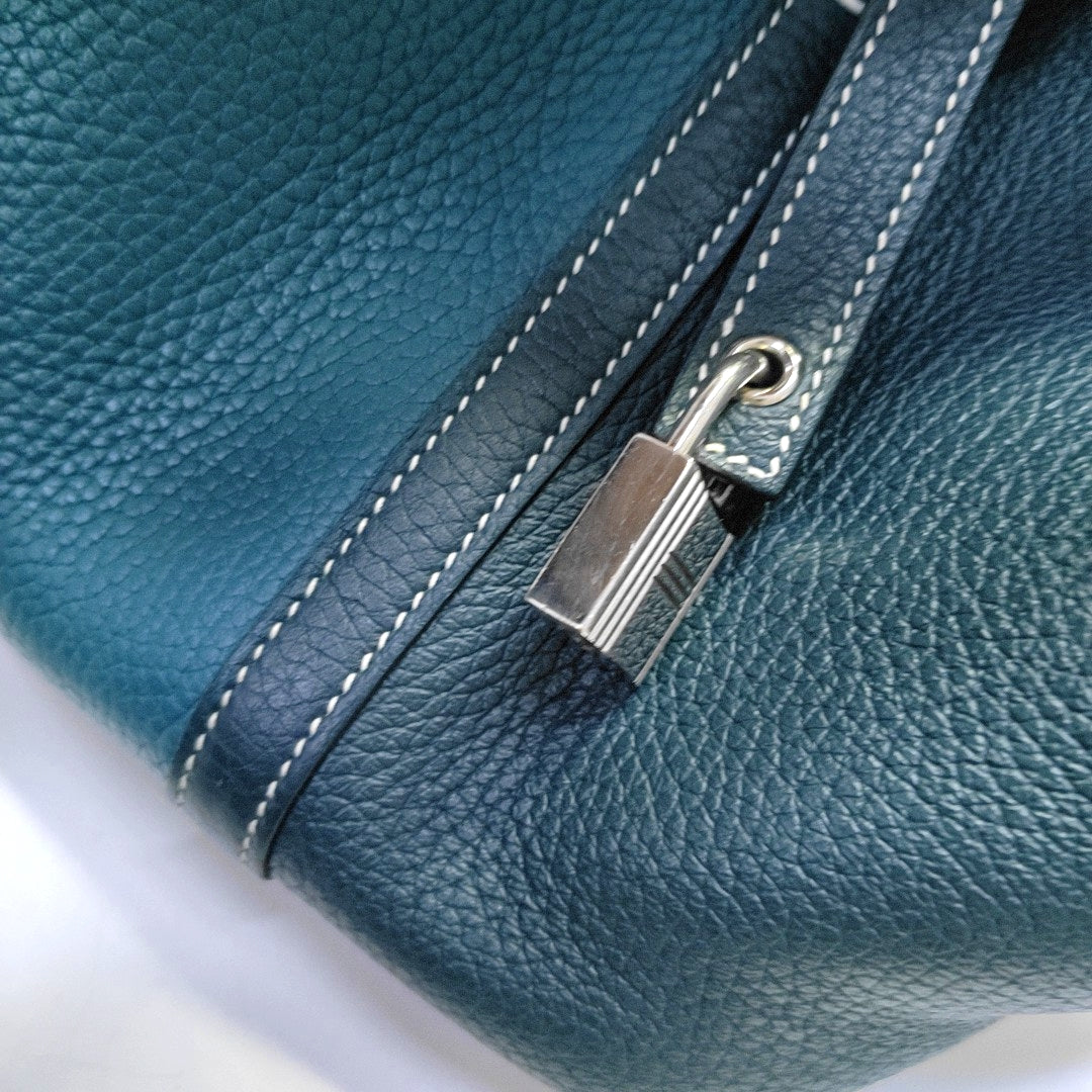 HERMÈS Picotin Lock 18 Patchwork Clemence Leather Basket Shoulder Bag with Silver Hardware and Y Stamp-(SKU)-963232585