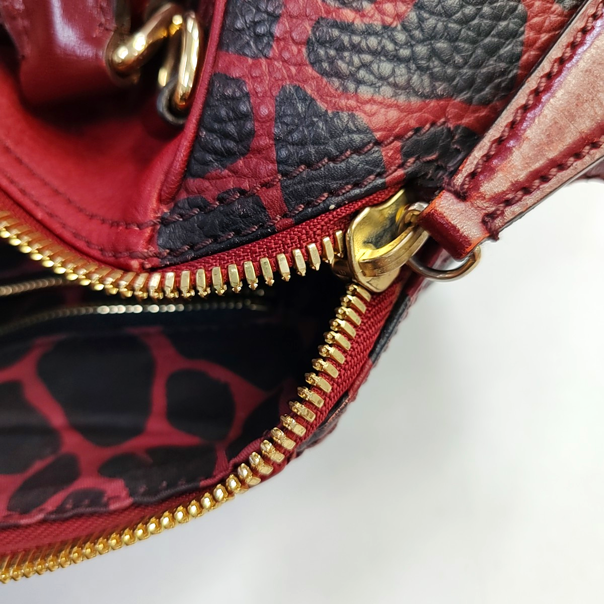 BURBERRY Red Leather Fringe Shoulder Bag Golden hardware-(SKU)-947960659