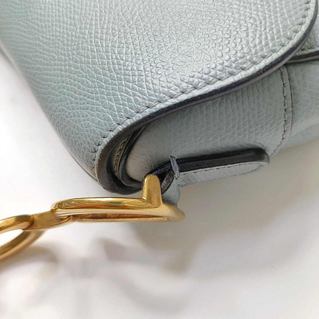DIOR Saddle Mini Blue Calfskin Saddle Bag Shoulder Bag Golden Hardware Detachable Strap-(SKU)-951263637
