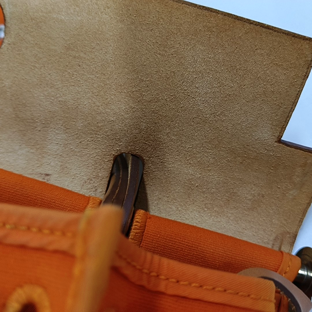 HERMÈS Herbag 31 Orange Canvas Tote Shoulder Bag with Silver Hardware-(SKU)-958901332