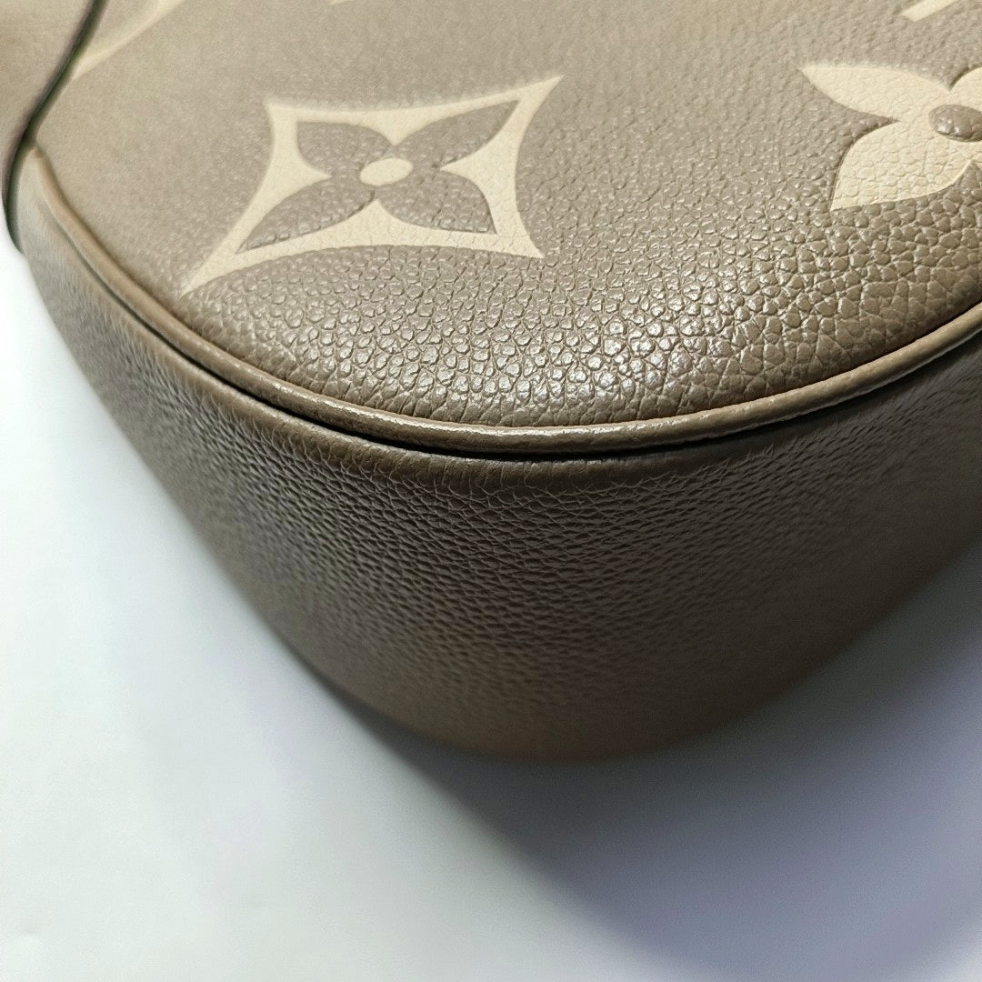 LOUIS VUITTON BAGATELLE Grey Calfskin Embossed Shoulder Bag Tote Bag Crossbody Bag Golden Hardware 2 Removable Straps-(SKU)-967680096