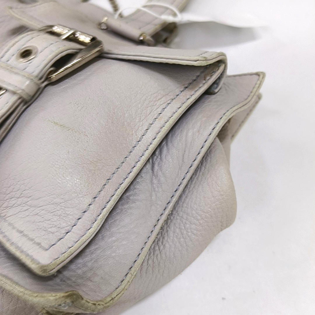 CELINE White Leather Tote Bag Single Shoulder Bag Silver Hardware-(SKU)-947607989