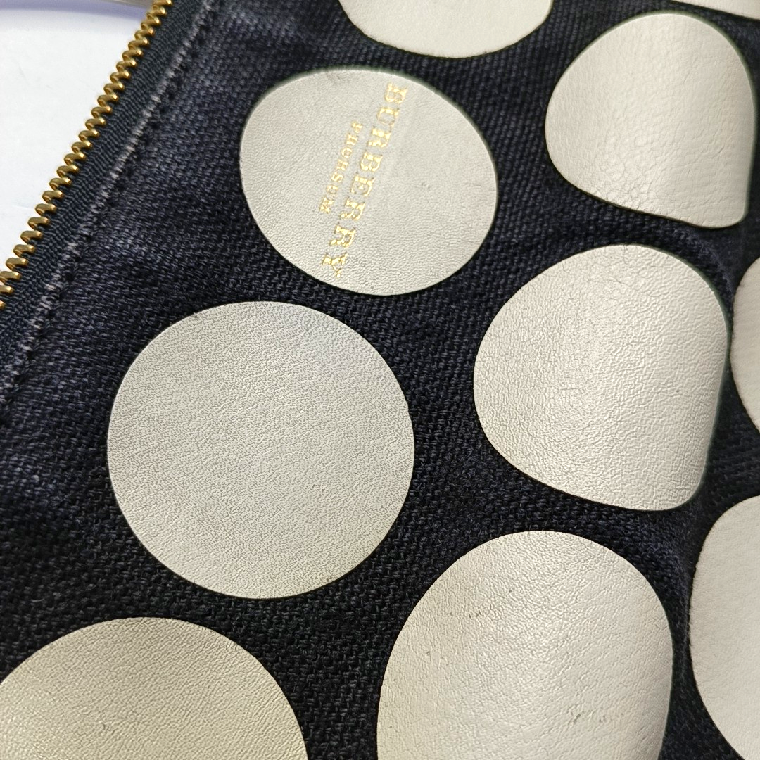 BURBERRY White Canvas Embroidered Single Shoulder Bag Crossbody Bag Handbag Golden hardware Removable shoulder strap-(SKU)-956284487