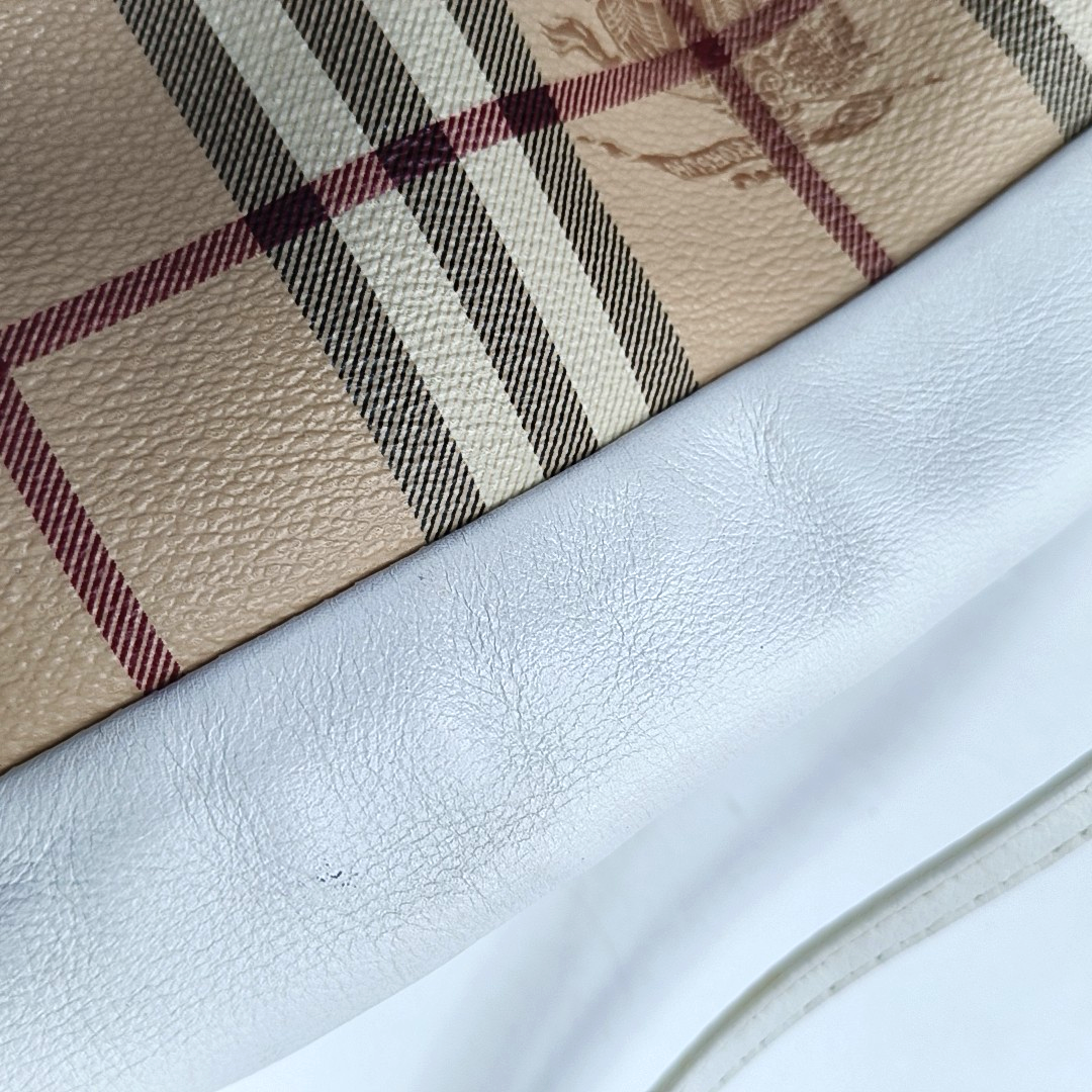 BURBERRY Khaki Coated Canvas Warhorse Plaid Crossbody Shoulder Bag Golden hardware-(SKU)-954930104