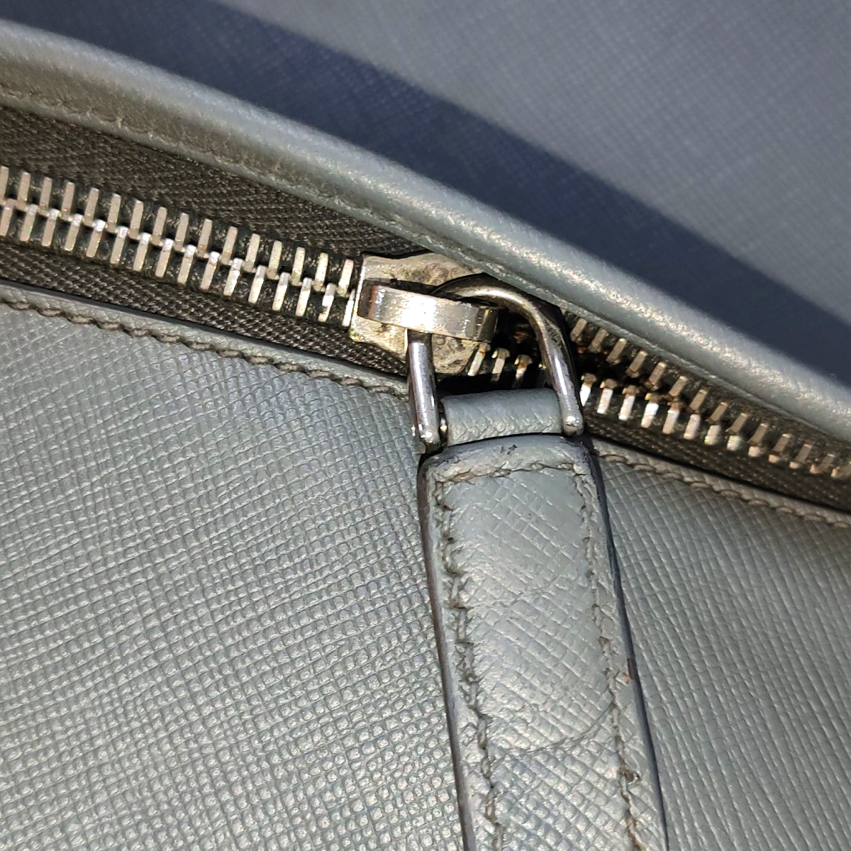 PRADA Dark Grey Cowhide Crosshatch shoulder bag Silver Hardware-(SKU)-938485965