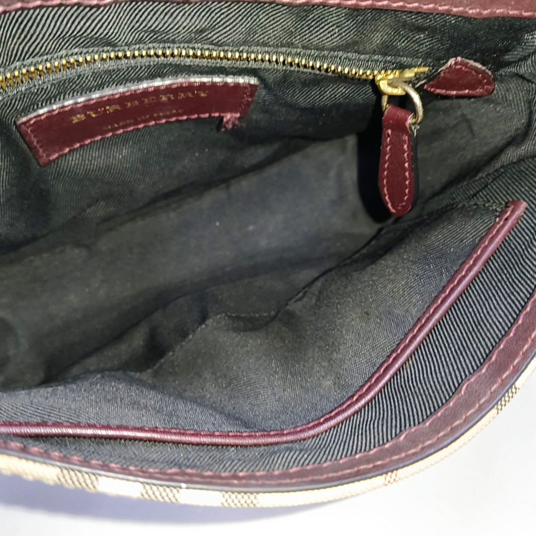 BURBERRY Burgundy cowhide crossbody single shoulder bag Golden hardware-(SKU)-959938783
