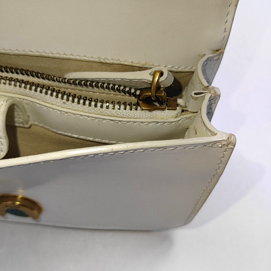 PINKO mini White Cowhide Studs Crossbody Bag Shoulder Bag Golden hardware-(SKU)-944690837
