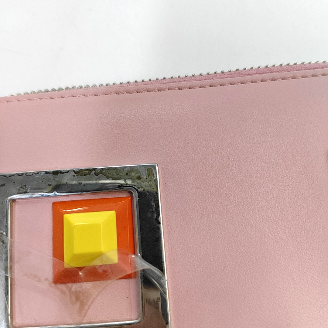 FENDI Monster Pink Leather Studs Wallet Silver Hardware Complete Accessories-(SKU)-958826024