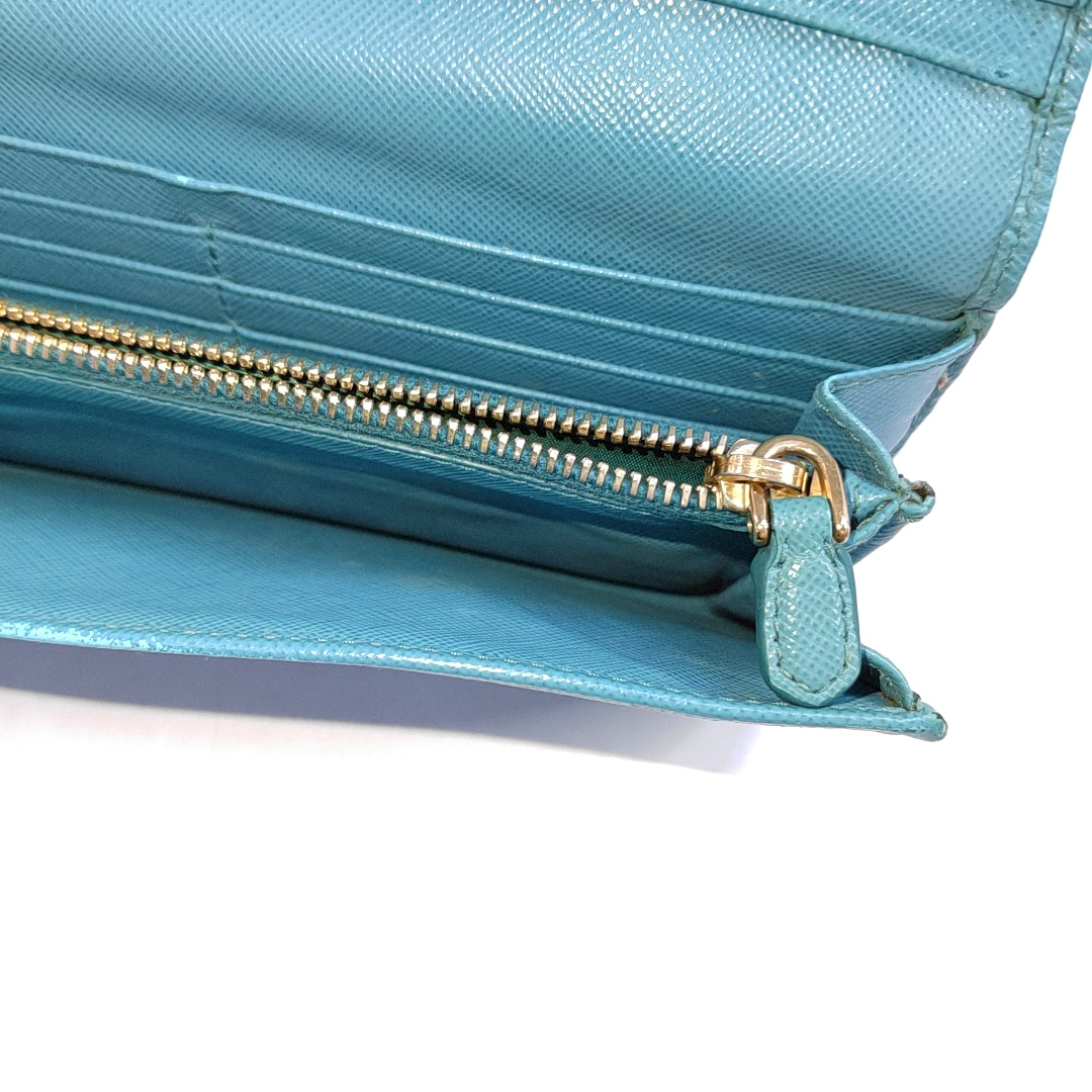 PRADA Fold Wallet浅蓝色皮革徽标,十字纹钱包-(SKU)-942554467