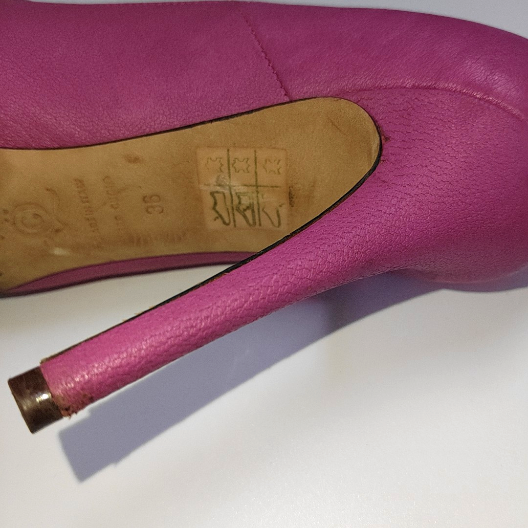 Alexander McQUEEN 36code Pink leather ladies high heels for spring and autumn-(SKU)-938526746
