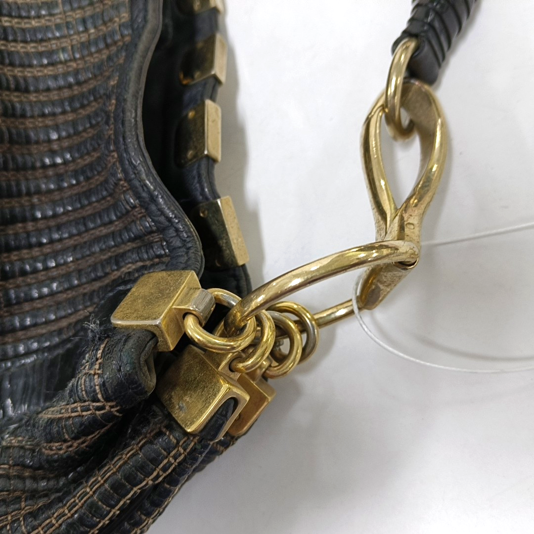 VERSACE Black Leather Single Shoulder Bag Handbag Golden hardware Removable shoulder strap-(SKU)-942991714