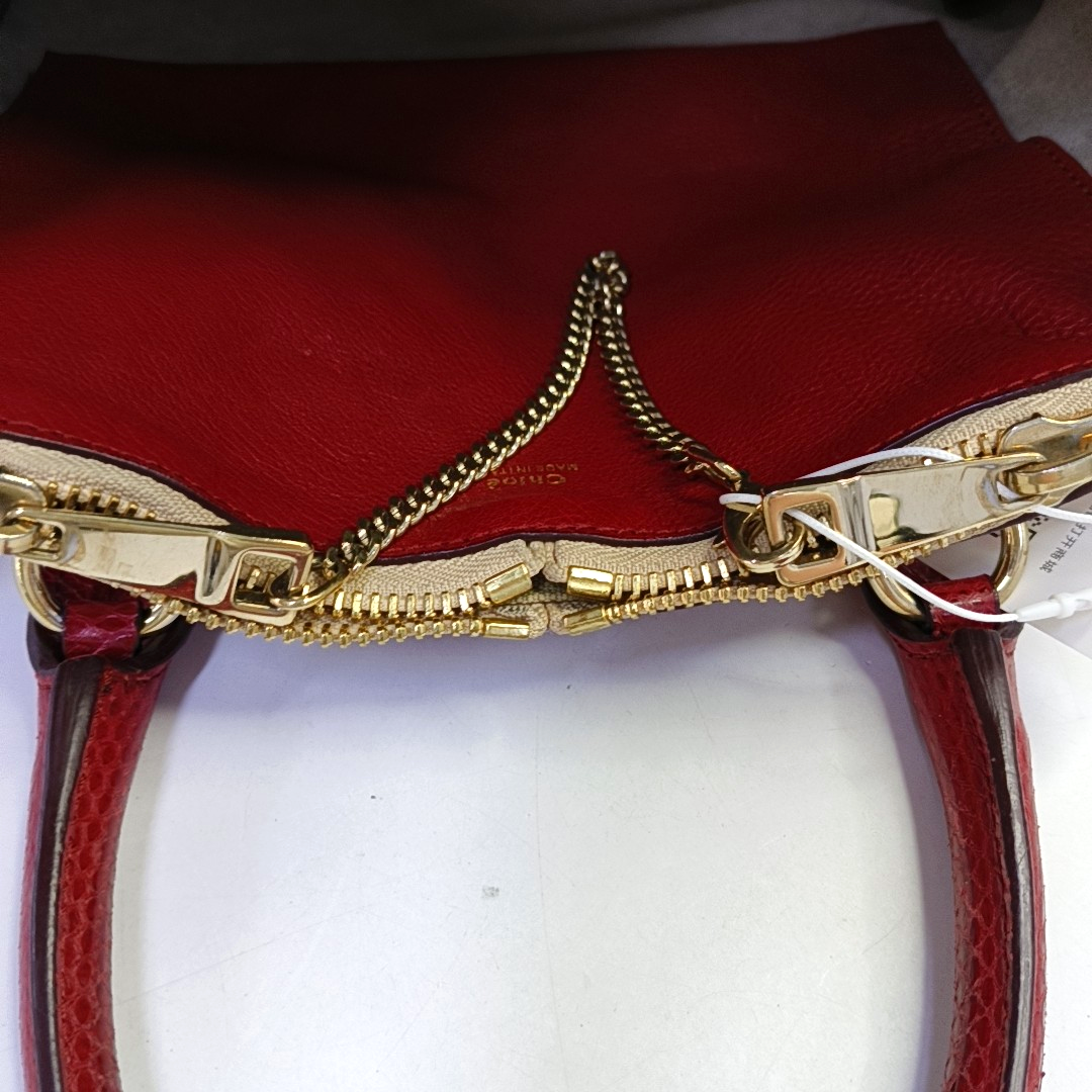 Chloé Baylee Red Cowhide Handbag Single Shoulder Bag Crossbody Bag Golden hardware-(SKU)-947725847