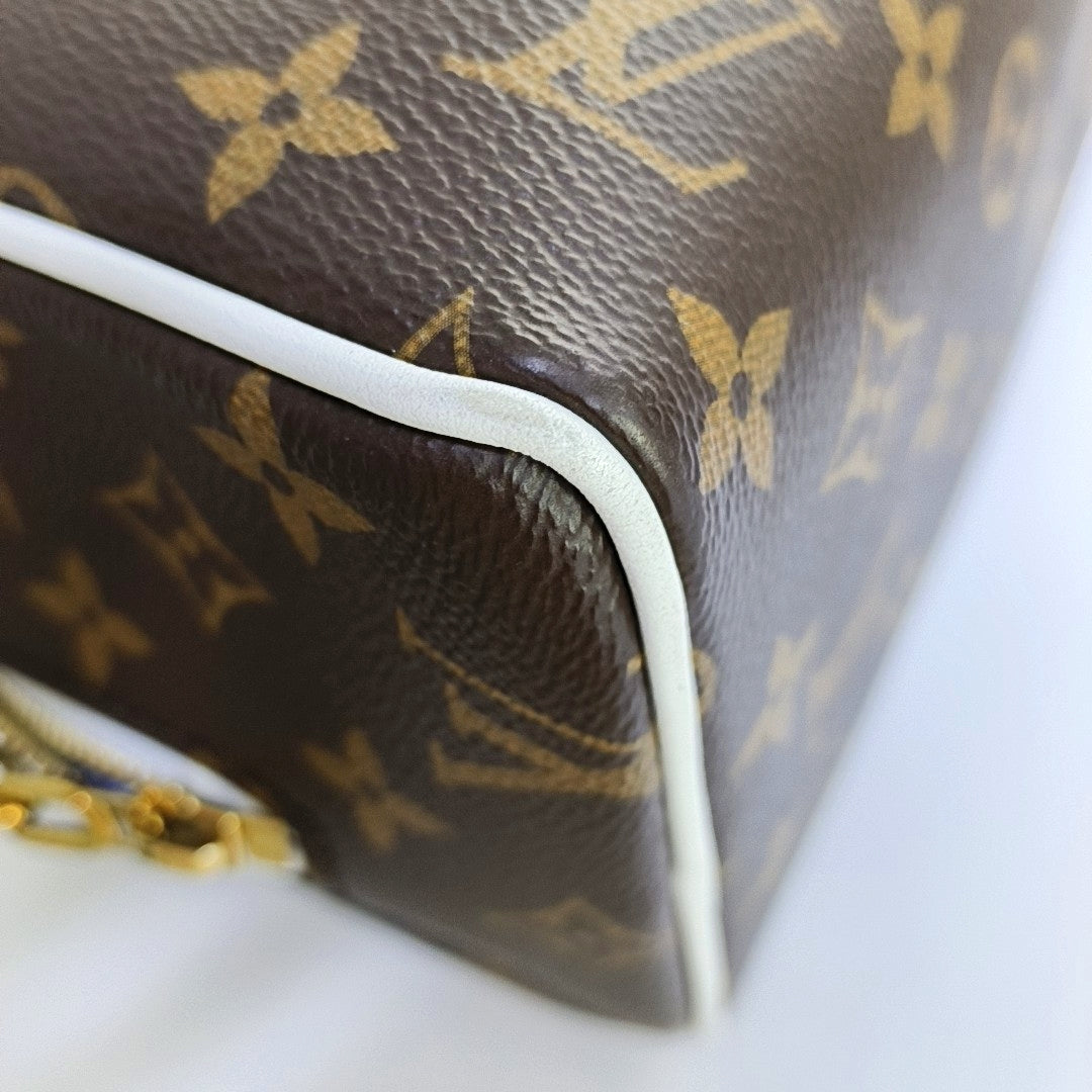 LOUIS VUITTON CLOAKROOM DOPP KIT Brown Coated Canvas Monogram Travel Bag Golden Hardware-(SKU)-968510986