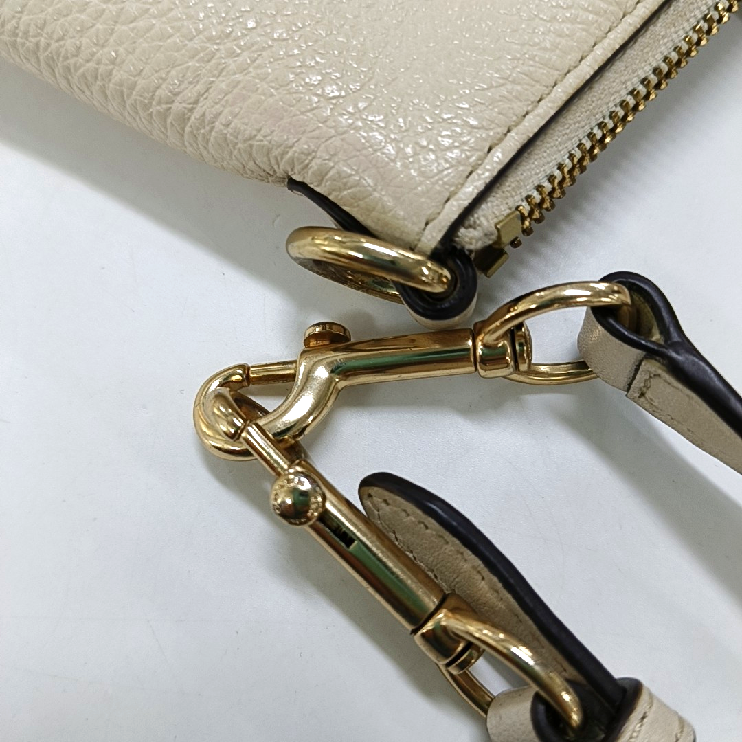 COACH KELSEY White Cowhide Single Shoulder Bag Crossbody Handbag Golden hardware Removable shoulder strap-(SKU)-14505078