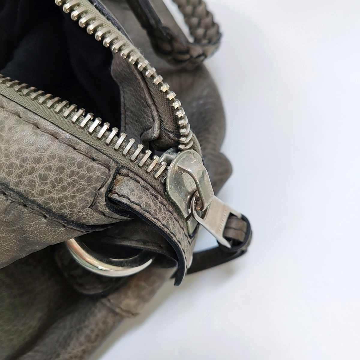 GUCCI Bamboo 1947 Medium size Elephant Gray Cowhide Monogram Woven Handbag, Single Shoulder Bag Silver Hardware-(SKU)-958140383
