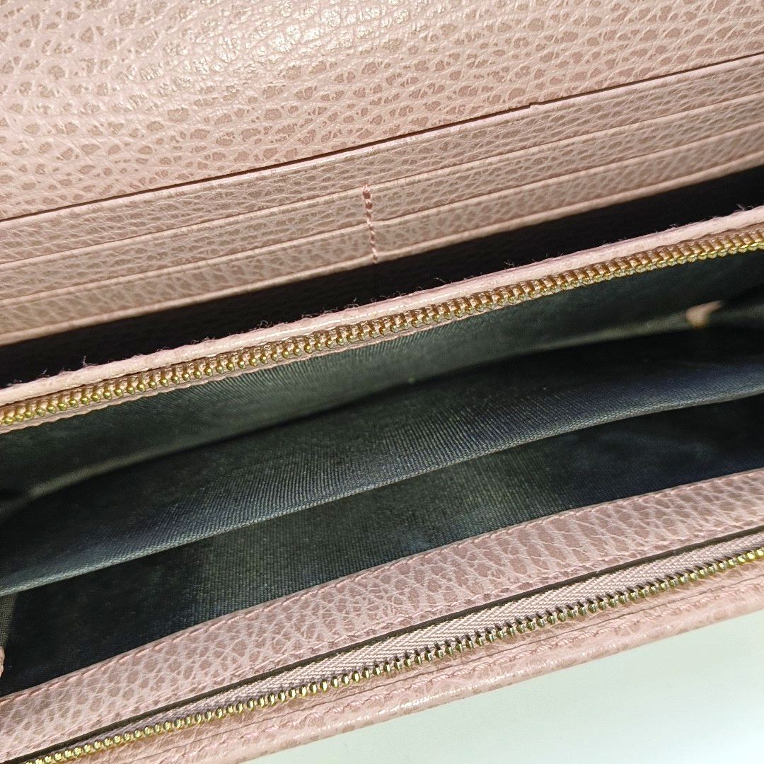 GUCCI Swing Pink Cowhide Wallet Golden hardware-(SKU)-958526123