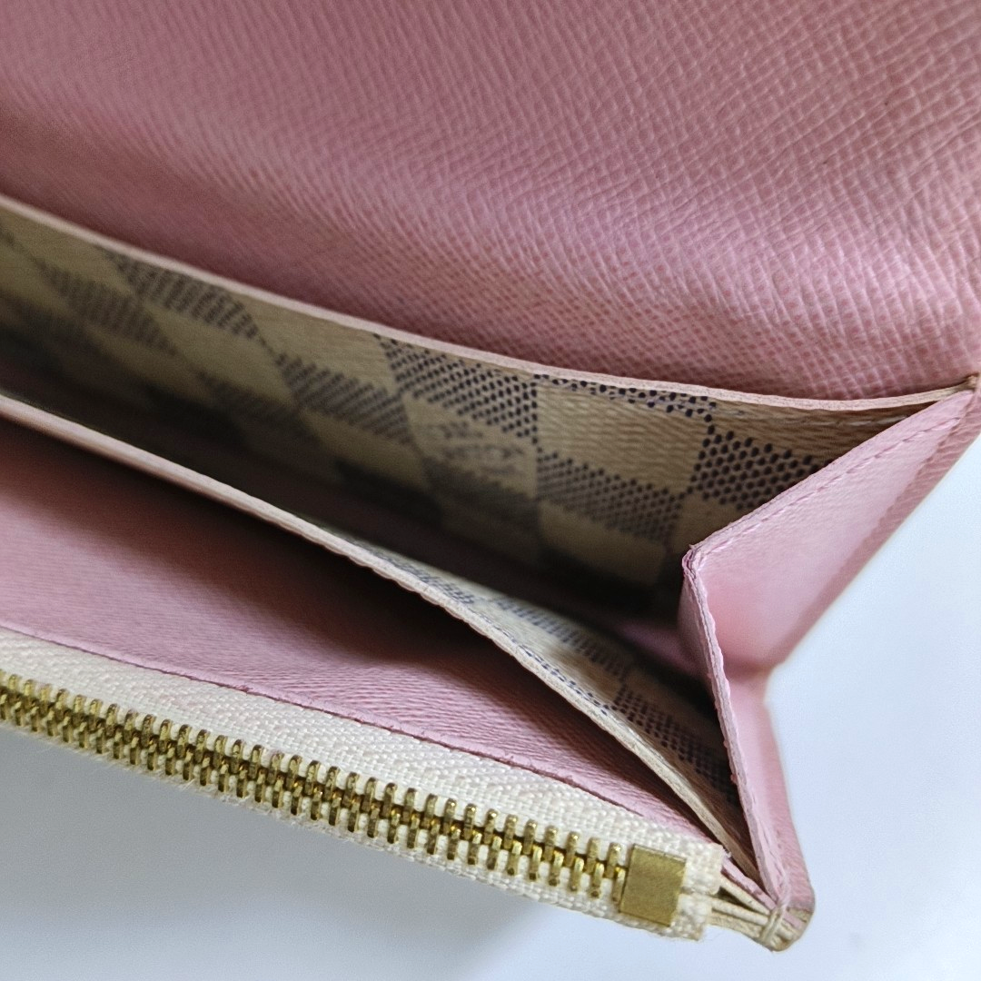 LOUIS VUITTON EMILIE White Coated Canvas Checkered Wallet Golden hardware-(SKU)-954698850