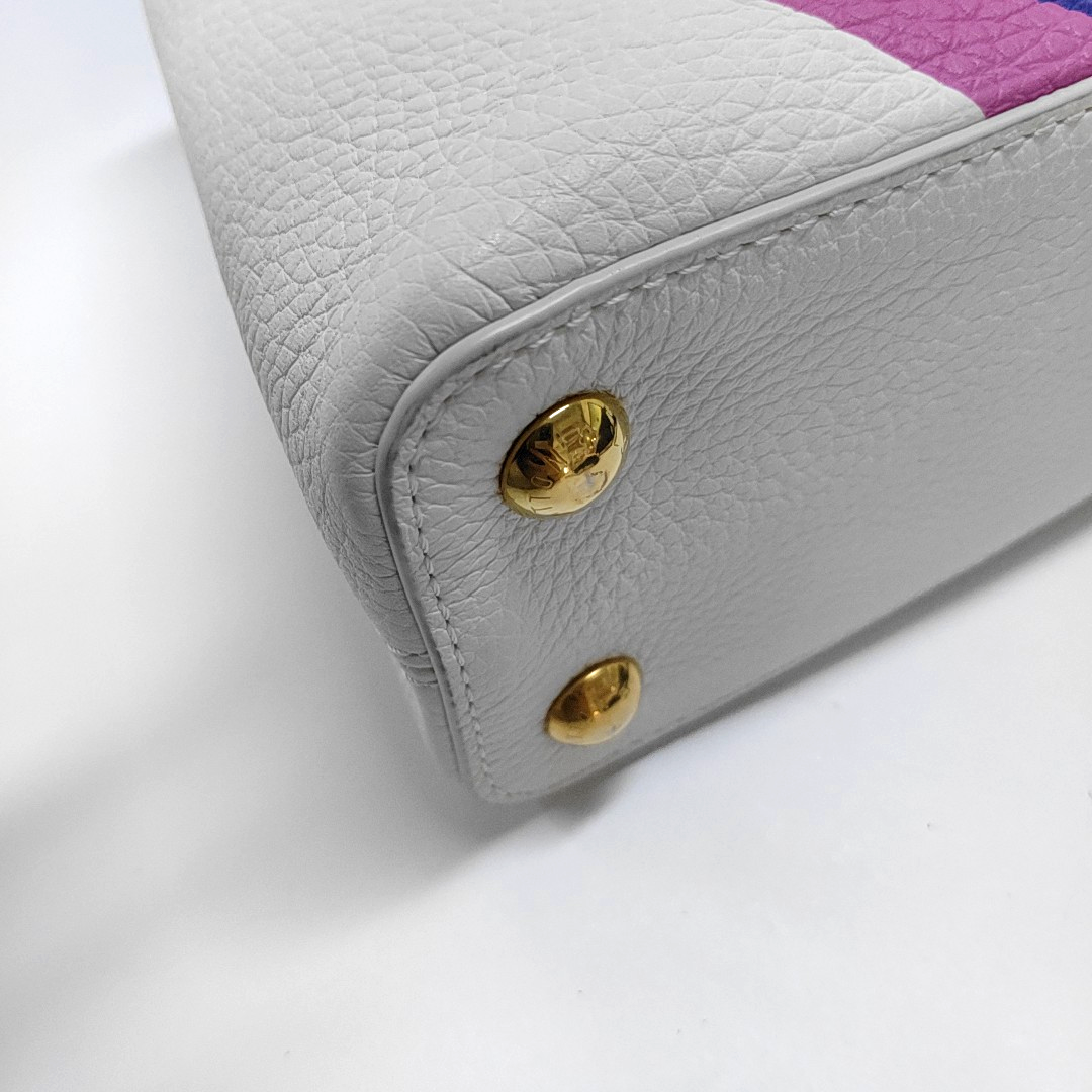 LOUIS VUITTON CAPUCINES BB White Calfskin Shoulder Bag, Handbag, Crossbody Bag with Detachable Strap-(SKU)-963553320