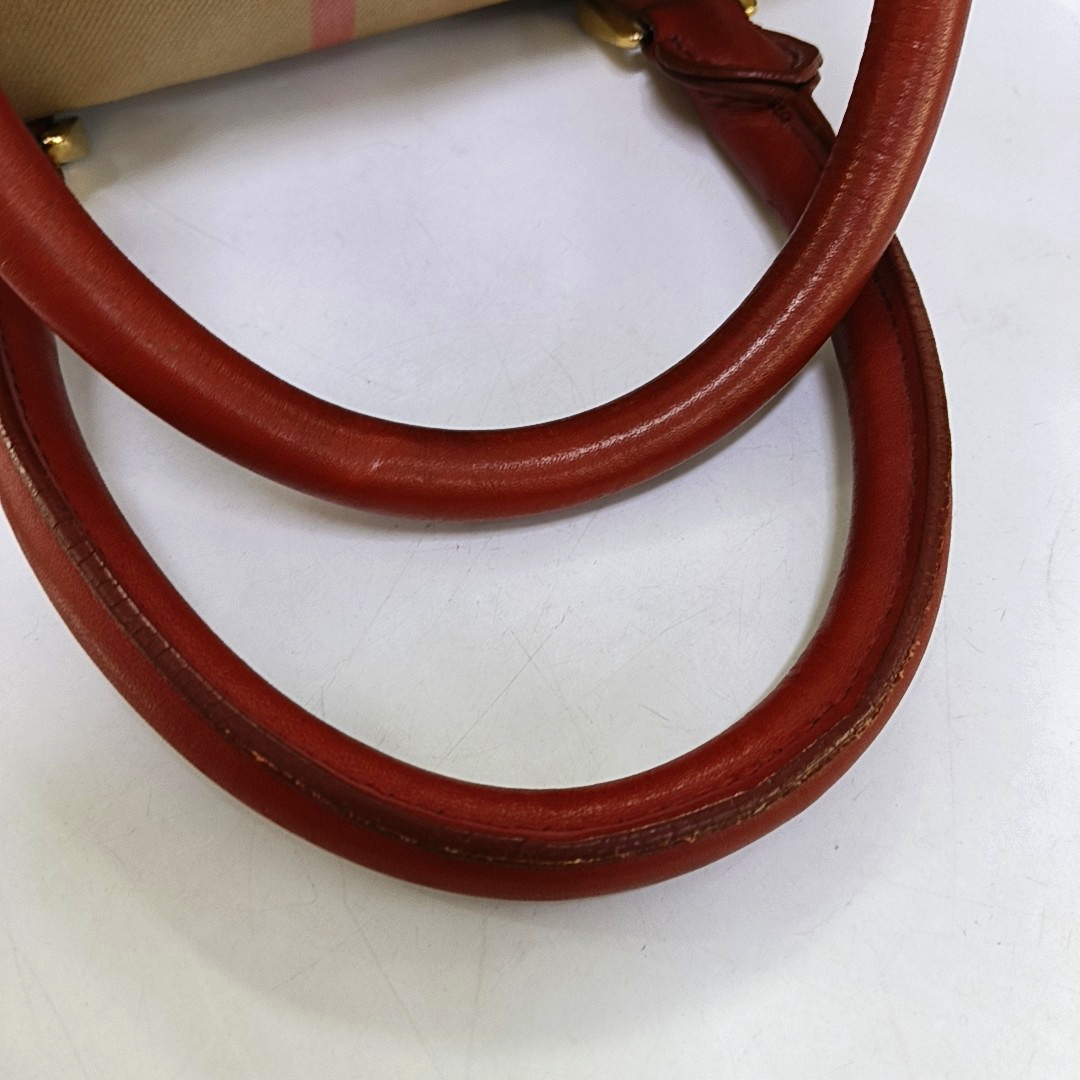 BURBERRY Alchester Red Canvas Handbag Golden hardware-(SKU)-959788155