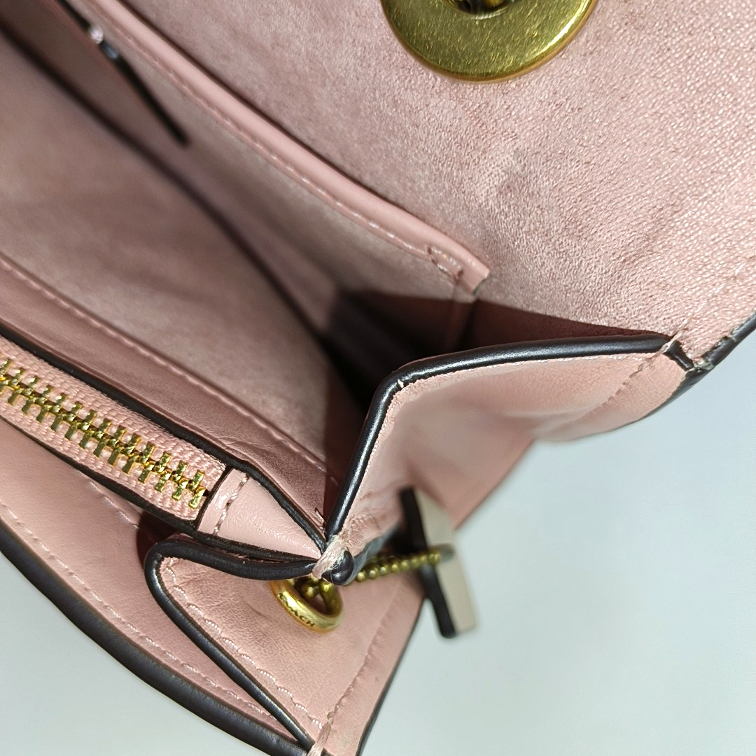 COACH PARKER 26 Pink Leather Stud Quilted Crossbody Shoulder Bag Golden hardware-(SKU)-929655469