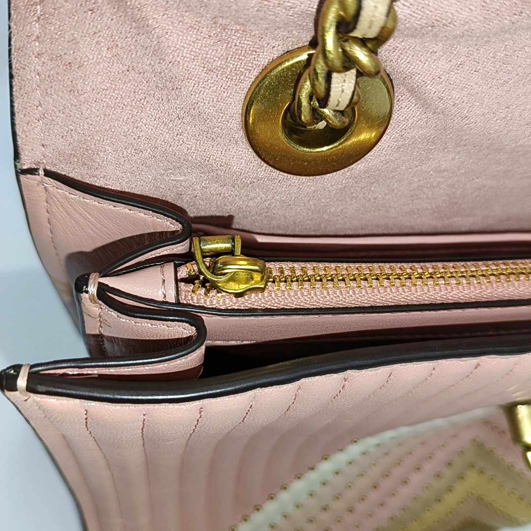 COACH PARKER 26 Pink Leather Stud Quilted Crossbody Shoulder Bag Golden hardware-(SKU)-929655469