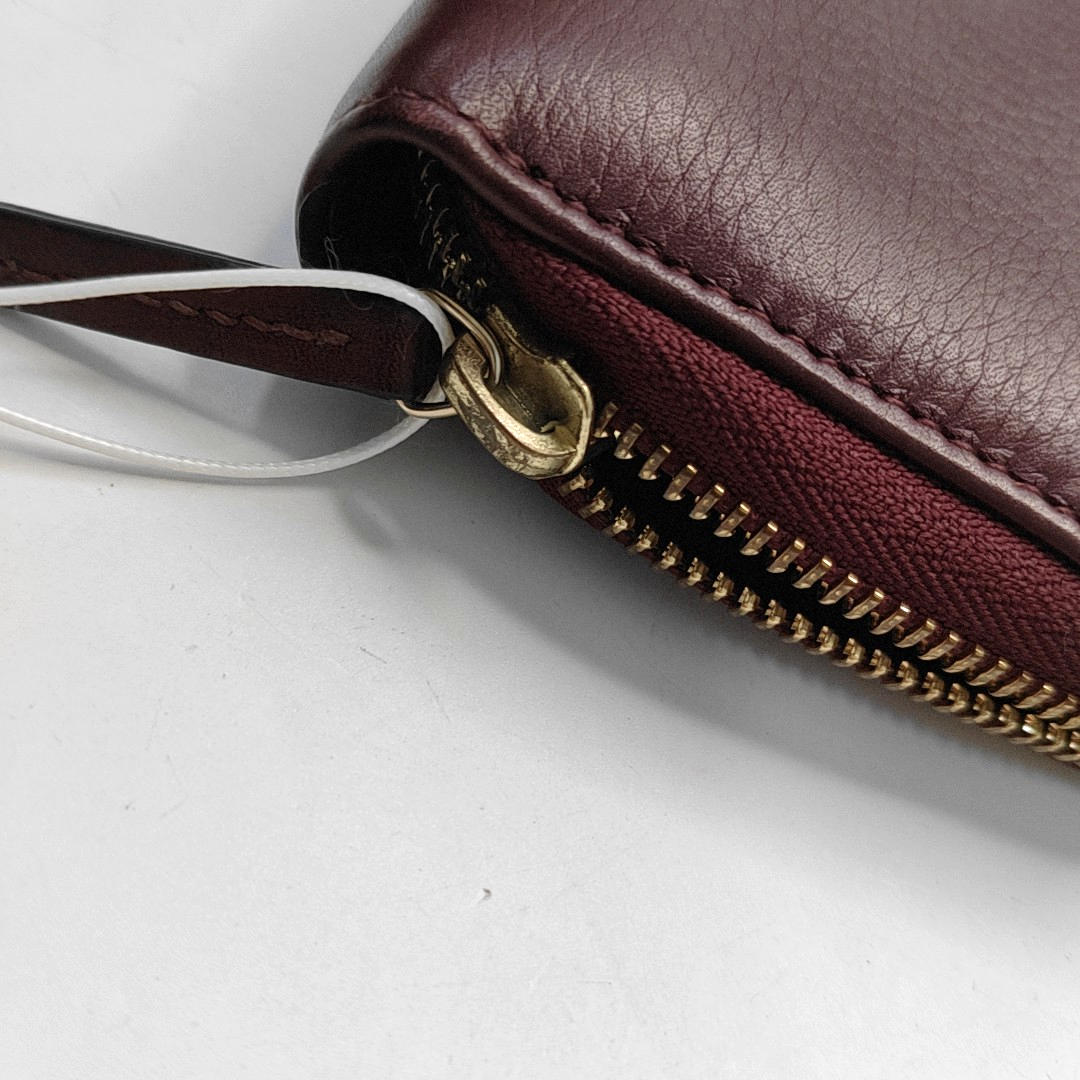 GUCCI Burgundy Calfskin Leather Wallet Gold Red Hardware-(SKU)-954574348