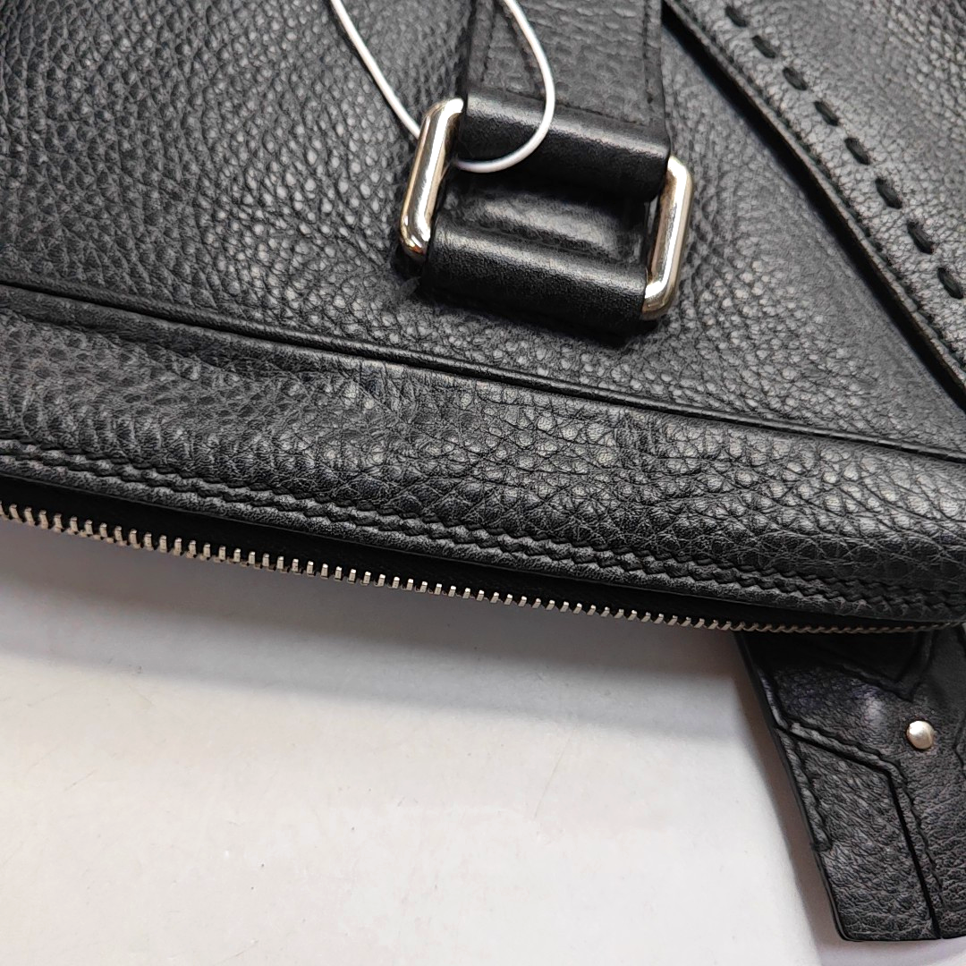 YSL MUSE Black Cowhide Quilted Rivets Tote Bag Silver Hardware-(SKU)-946633480