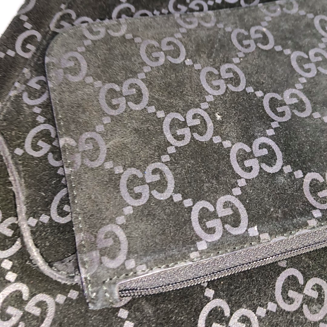 GUCCI Black Suede Single Shoulder Bag Silver Hardware Sub-bag-(SKU)-14221484