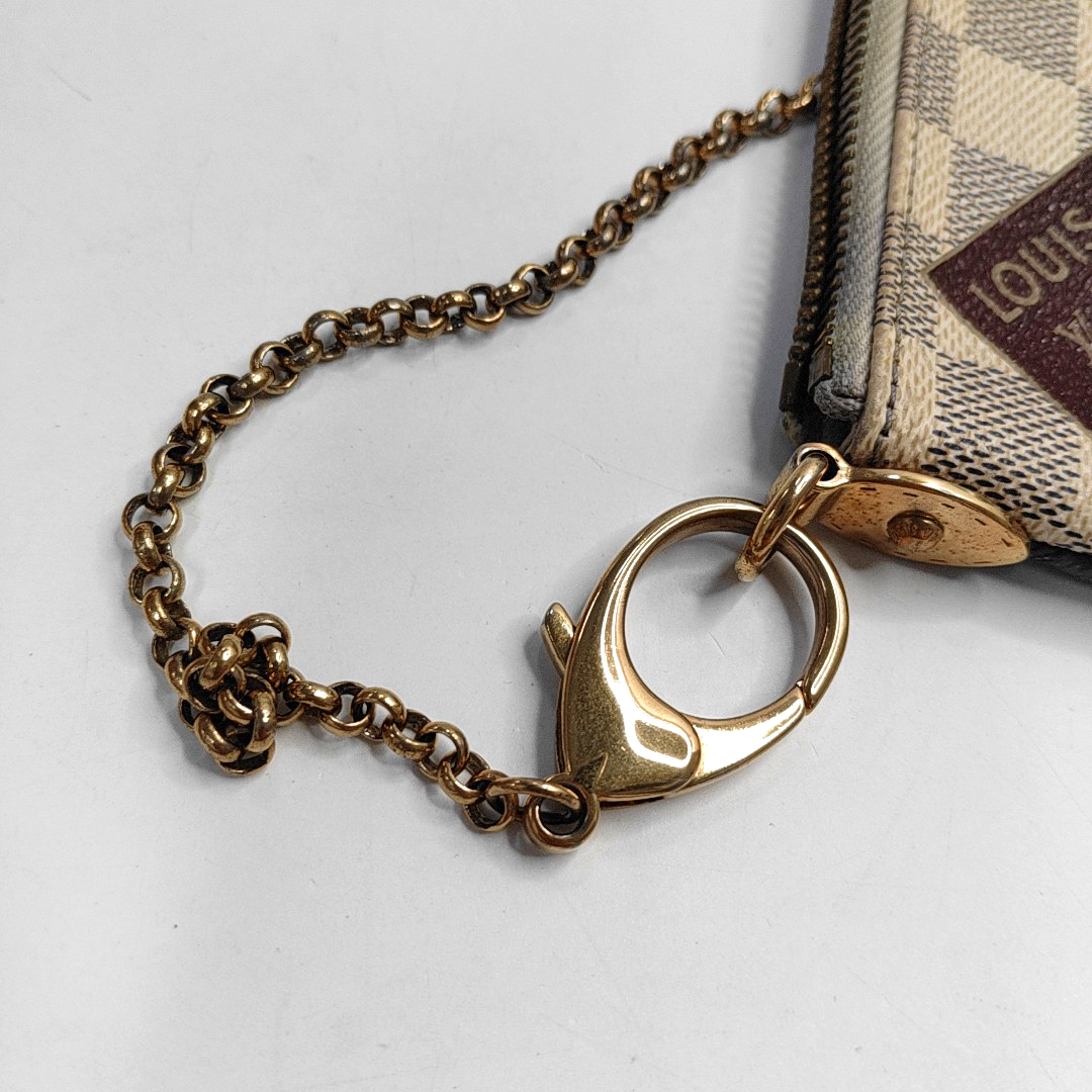 LOUIS VUITTON VINTAGE MILLA White Coated Canvas Checkered Print Crossbody Shoulder Handbag Golden hardware-(SKU)-952341358