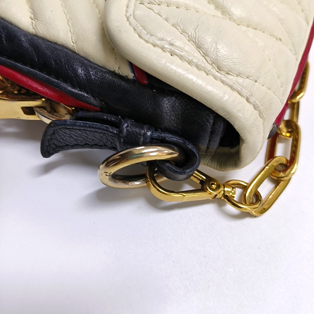 Miu Miu White Lamb Leather Quilted Shoulder Bag Tote Bag Golden hardware Removable shoulder strap-(SKU)-956072248