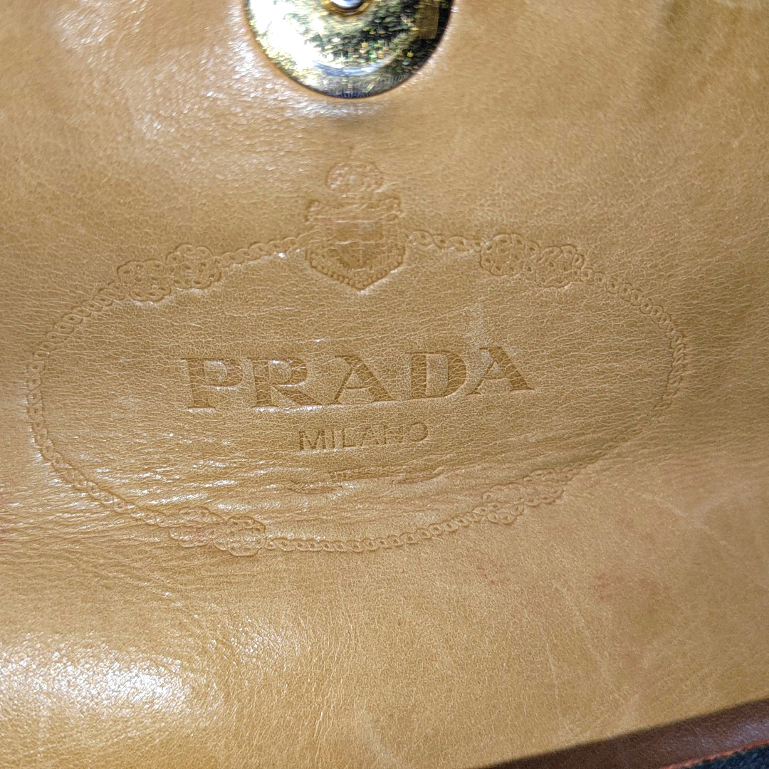 PRADA Green Canvas Stud Quilted Single Shoulder Bag Crossbody Golden hardware Removable shoulder strap-(SKU)-14183352