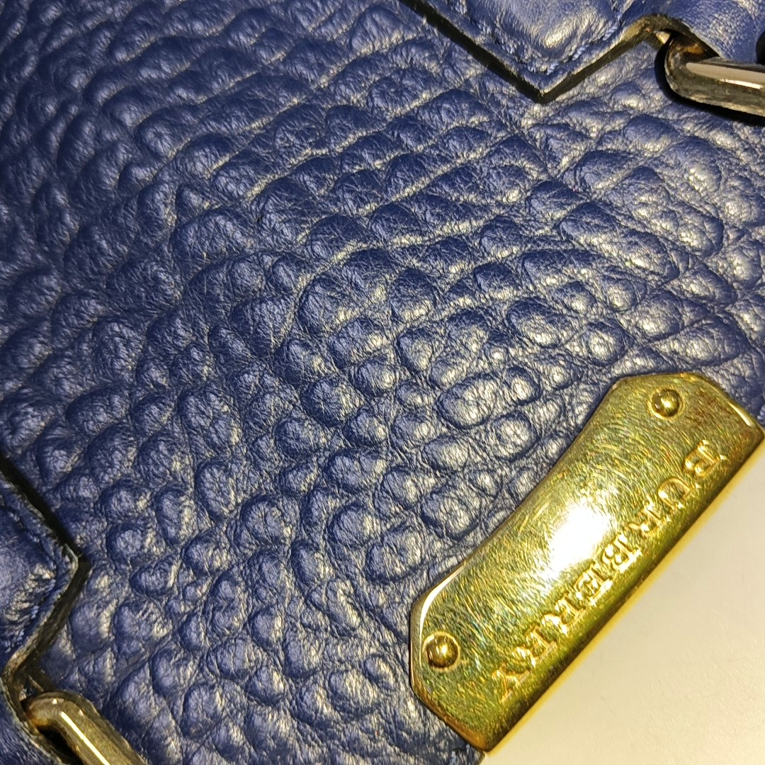 BURBERRY Gladstone Dark Blue Cowhide Single Shoulder Bag Handbag Golden hardware Removable shoulder strap-(SKU)-939605171