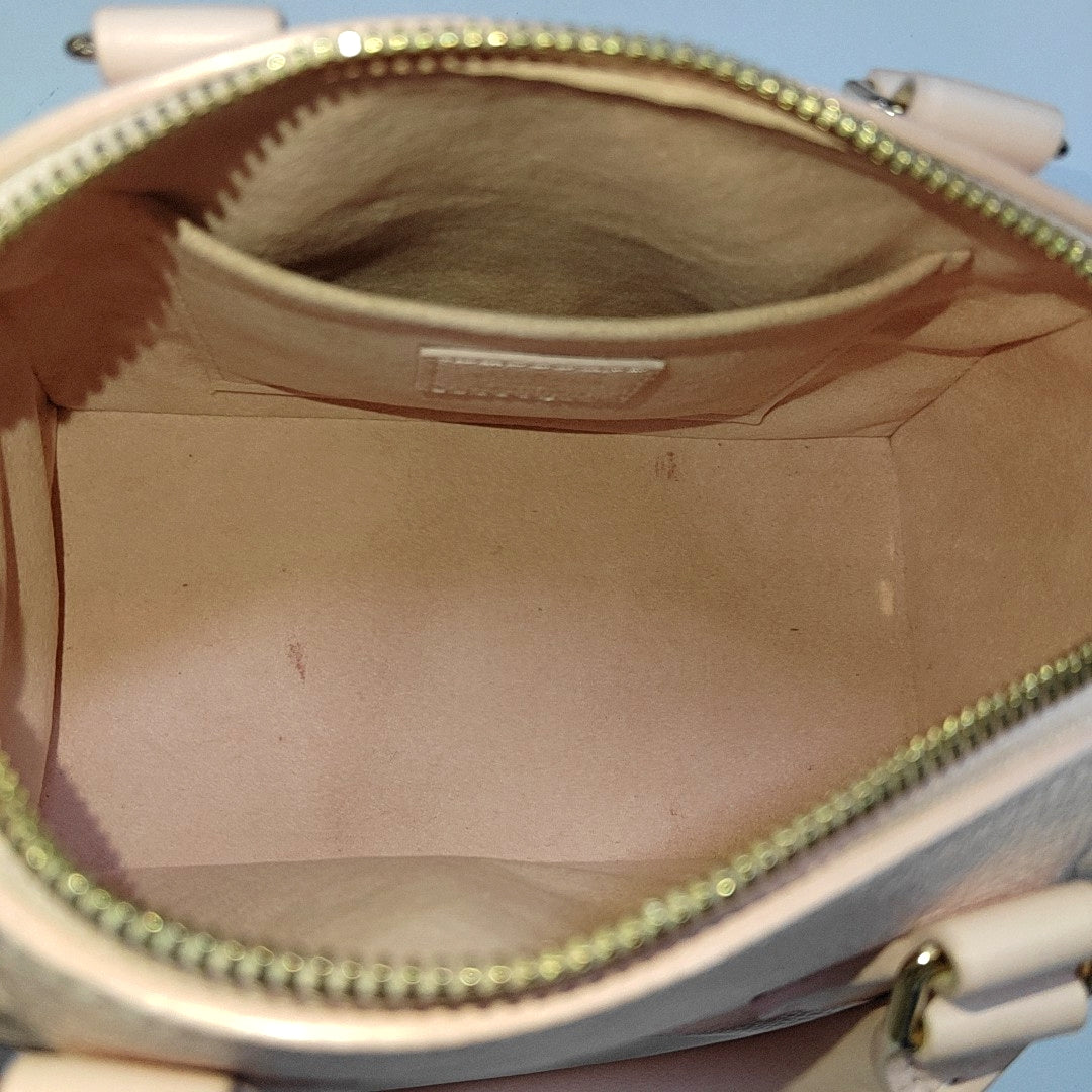 LOUIS VUITTON SPEEDY 20 Pink Leather Monogram Embossed Boston Bag Crossbody Bag Tote Bag Shoulder Bag Golden Hardware Removable Shoulder Strap Accessories Included-(SKU)-968584075