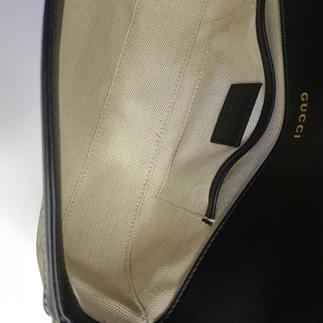 GUCCI Horsebit 1955 Small Size Beige Coated Canvas Monogram Horsebit Shoulder Bag Handbag Removable Strap Light Gold Hardware Complete Accessories-(SKU)-963431275