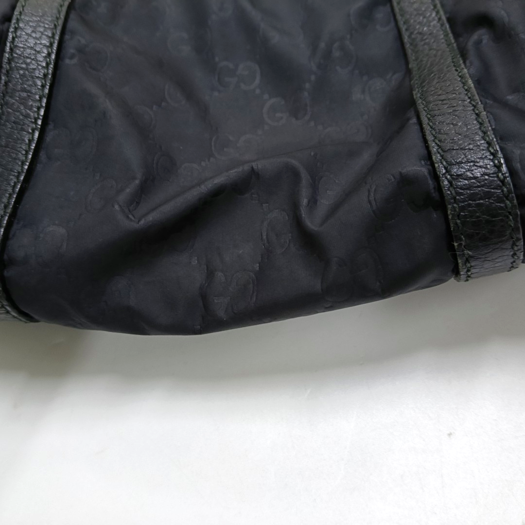 GUCCI GG Imprime Black Nylon Old Flower Single Shoulder Bag Handbag Crossbody Bag Silver Hardware Removable shoulder strap-(SKU)-958181512