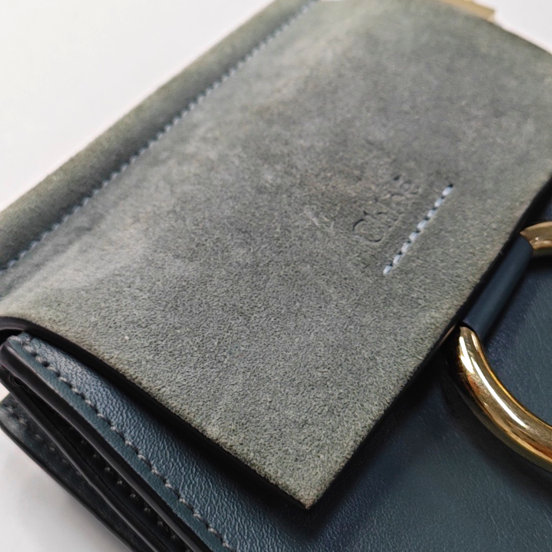 Chloé Faye Small size Blue Cow Leather Crossbody Shoulder Bag with Shoulder Strap Golden Silver Hardware Removable shoulder strap-(SKU)-957568075