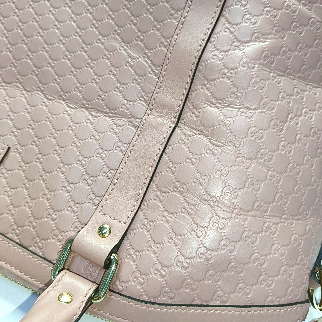 GUCCI Microguccissima Pink Calfskin Monogram Embossed Single Shoulder Tote Bag Crossbody Handbag Golden hardware-(SKU)-952396847
