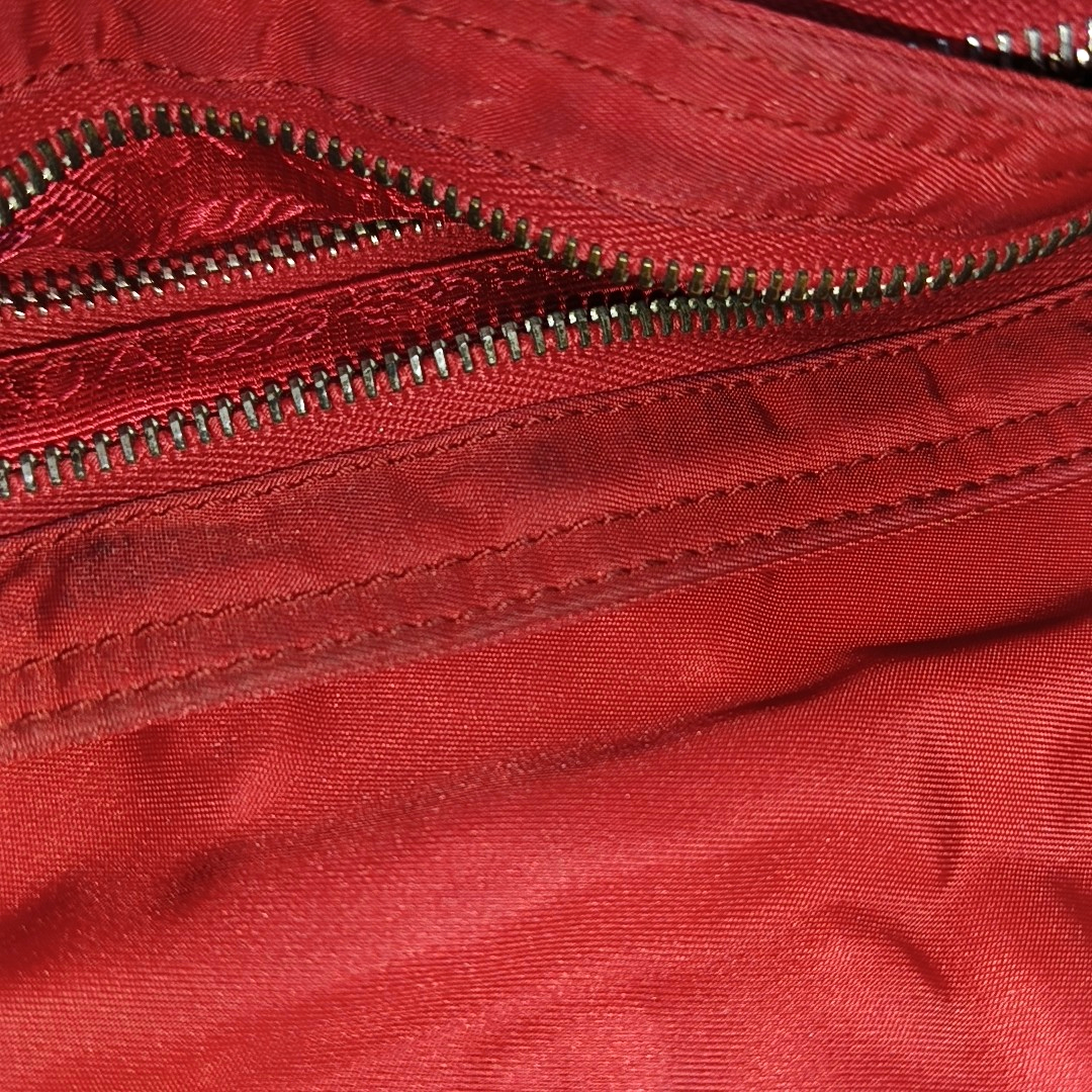 PRADA Red Nylon Single Shoulder Bag Silver Hardware Removable shoulder strap-(SKU)-939884646