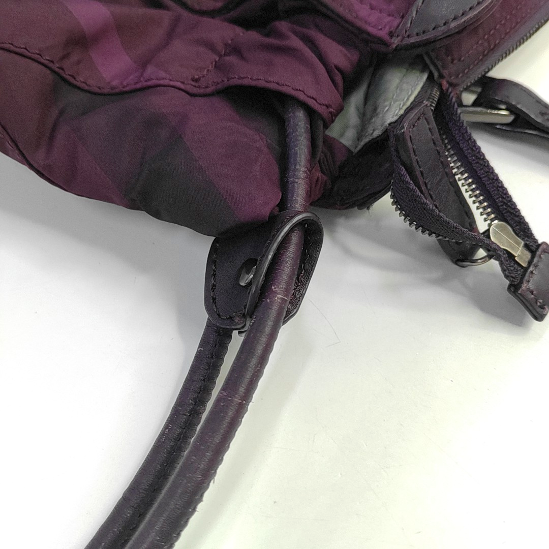 BURBERRY Buckleigh Purple Nylon Printed Single Shoulder Bag Handbag Black hardware-(SKU)-955908174