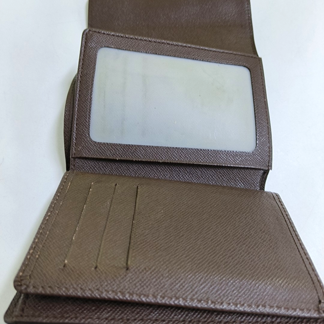 LOUIS VUITTON JOEY Brown Coated Canvas Checkered Wallet Golden hardware-(SKU)-959275247