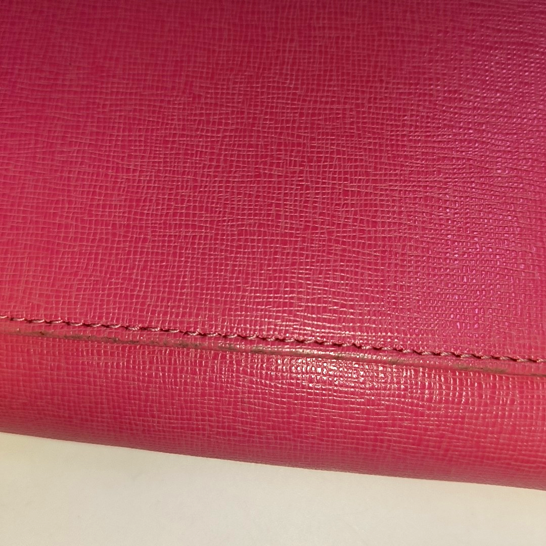 FURLA Pink Leather Embossed Sling Bag Single Shoulder Bag Golden hardware Removable shoulder strap-(SKU)-939936046