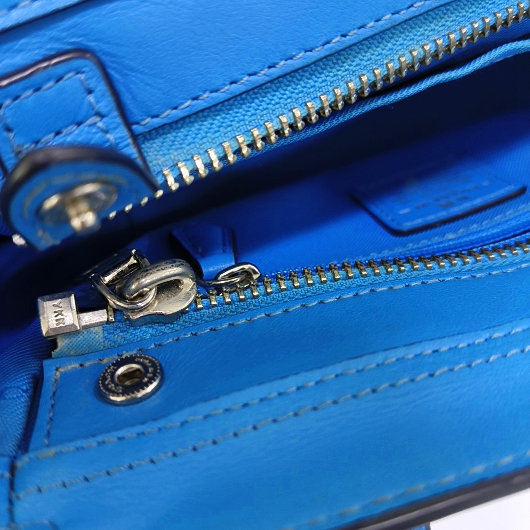 COACH SWAGGER Blue Cowhide Single Shoulder Bag Sling Bag Tote Silver Hardware Removable shoulder strap-(SKU)-940539626