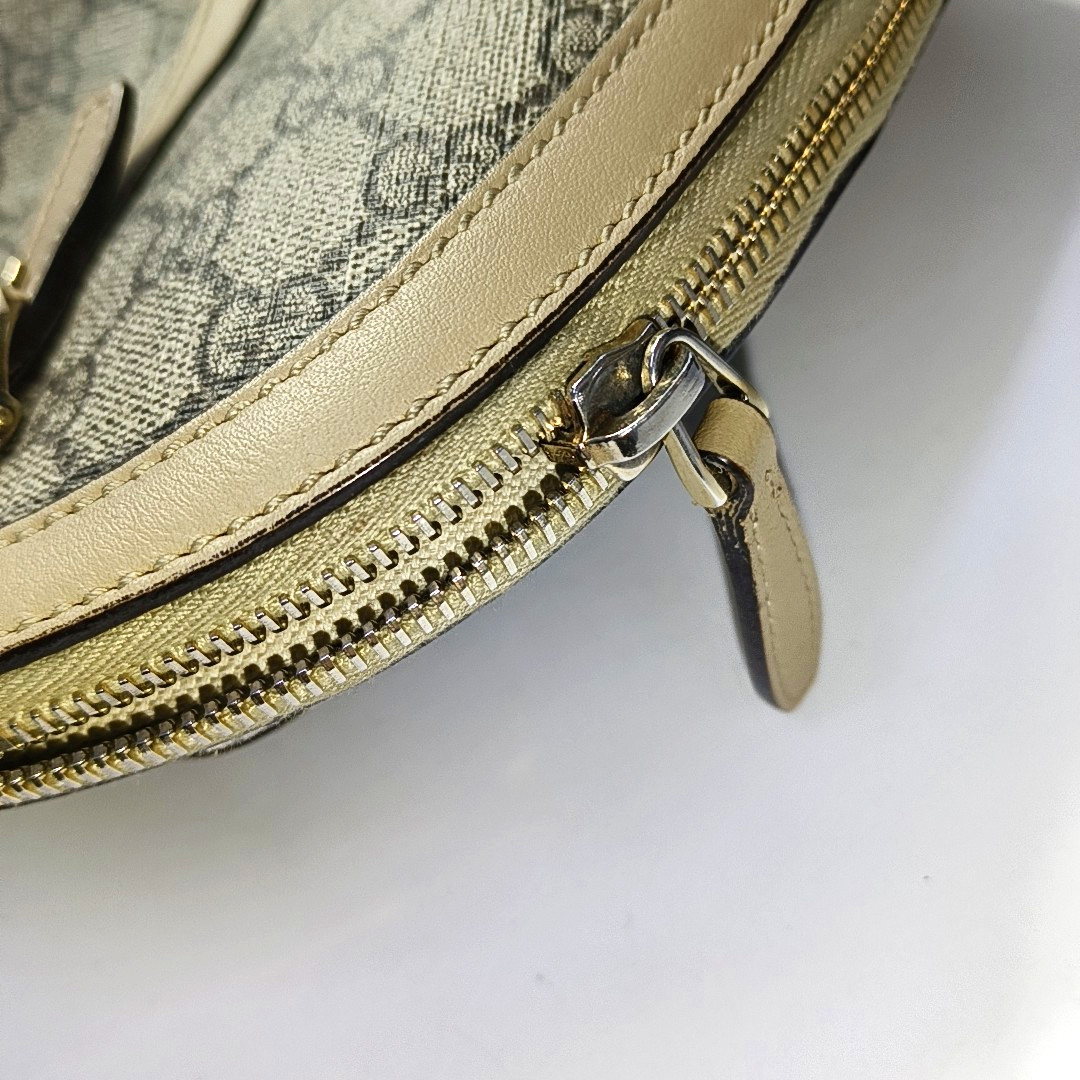 GUCCI Small size Khaki Coated Canvas Monogrammed Single Shoulder Bag Tote Golden hardware Removable shoulder strap-(SKU)-942536212